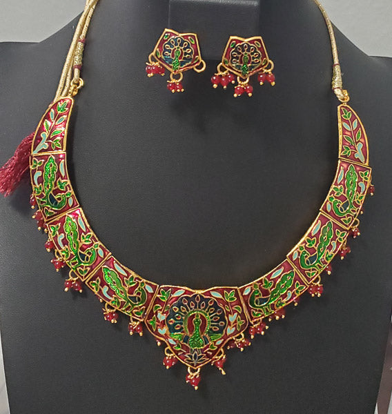 4282-Enamel Bollywood Indian Necklace Set