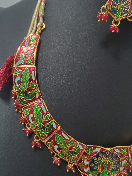 4282-Enamel Bollywood Indian Necklace Set