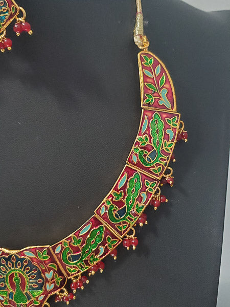 4282-Enamel Bollywood Indian Necklace Set