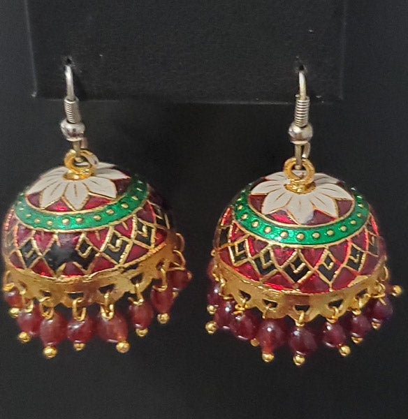 4440-Bollywood Indian Jhumka Enamel Earrings