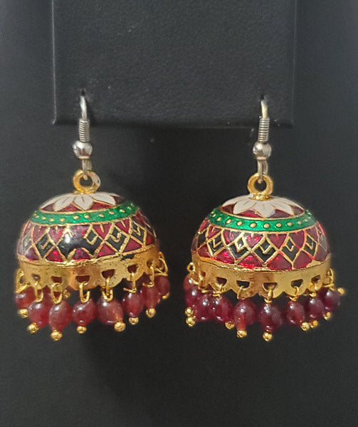 4440-Bollywood Indian Jhumka Enamel Earrings