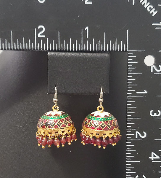 4440-Bollywood Indian Jhumka Enamel Earrings