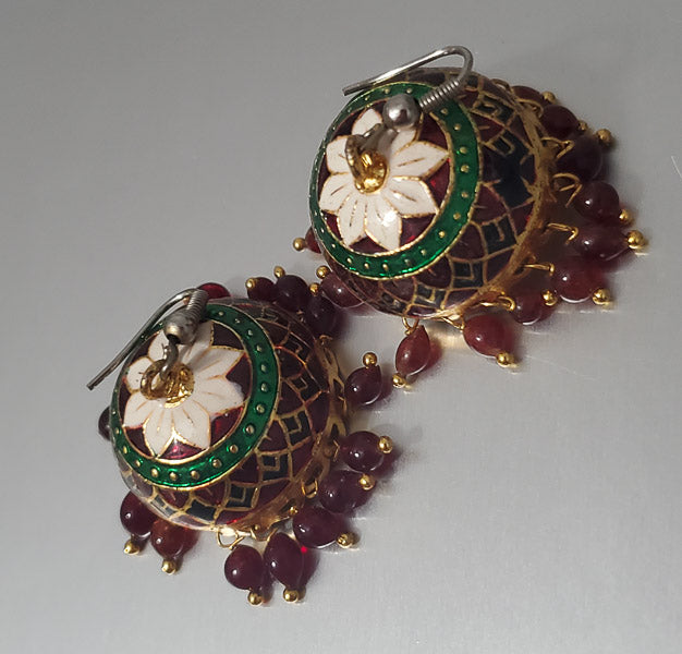 4440-Bollywood Indian Jhumka Enamel Earrings