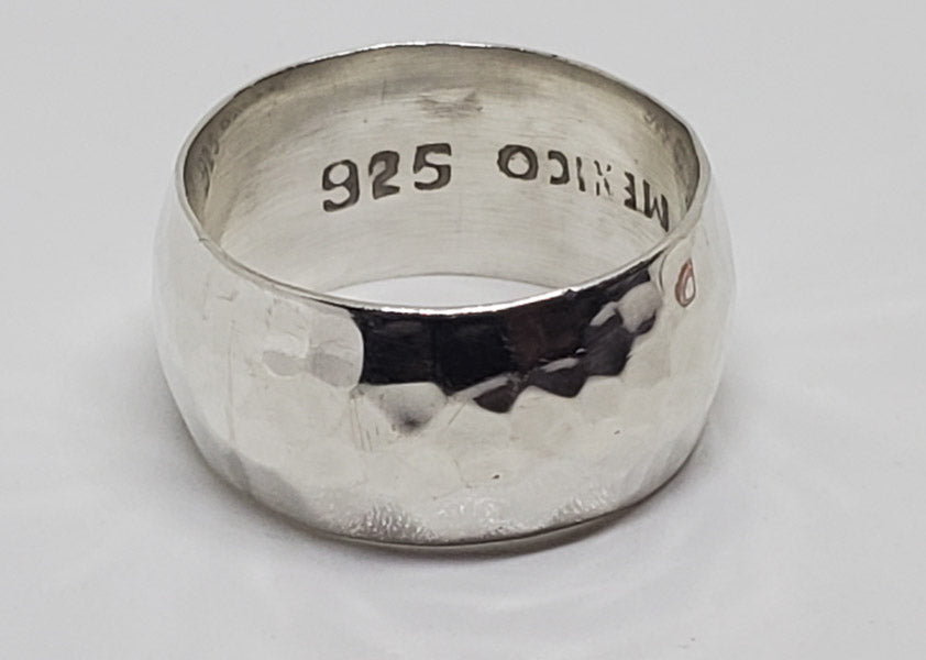 Mexico Sterling Silver Hammered Wide Band sz 6