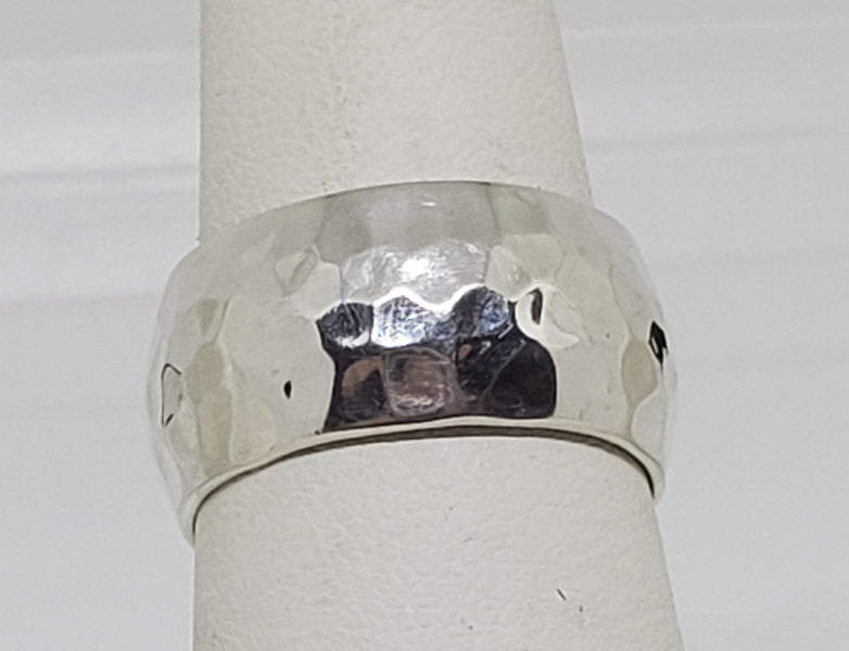 Mexico Sterling Silver Hammered Wide Band sz 6