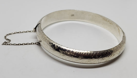 Vintage Sterling Silver Latch Bangle Bracelet