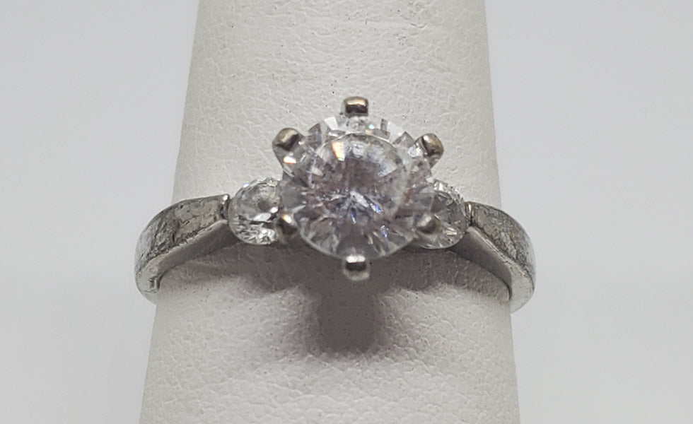 IBB Sterling Silver 3 Stone PPF Ring sz 8