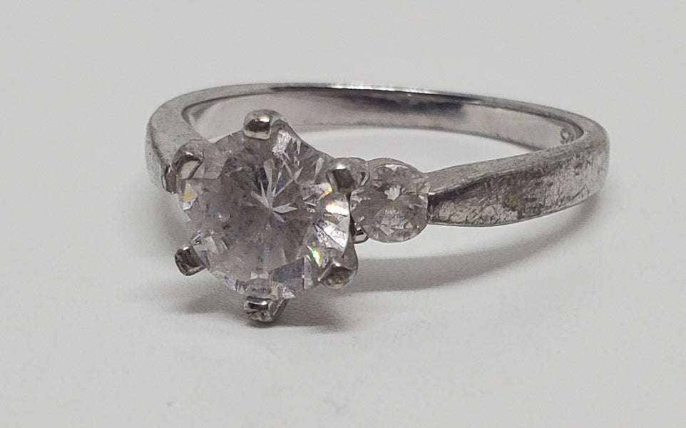 IBB Sterling Silver 3 Stone PPF Ring sz 8