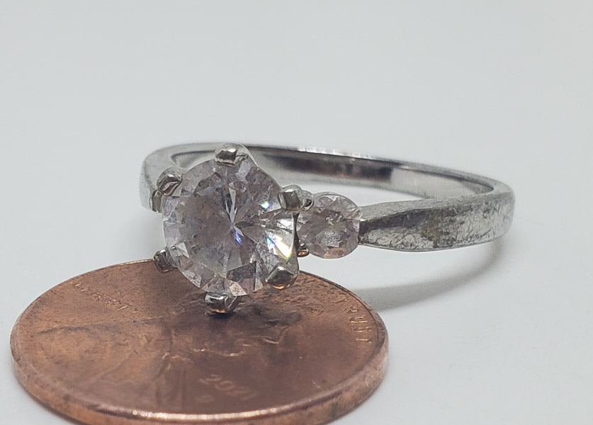 IBB Sterling Silver 3 Stone PPF Ring sz 8