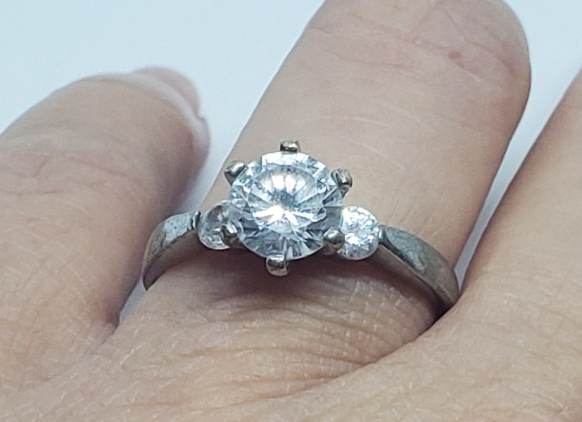 IBB Sterling Silver 3 Stone PPF Ring sz 8