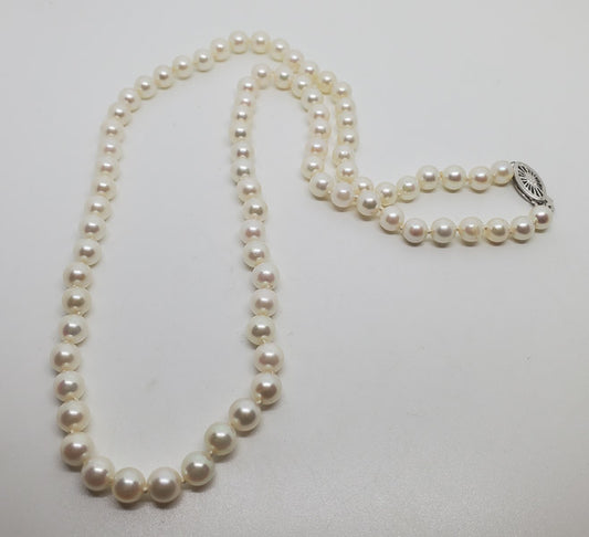 Genuine Pearl Knotted 14k Gold Necklace