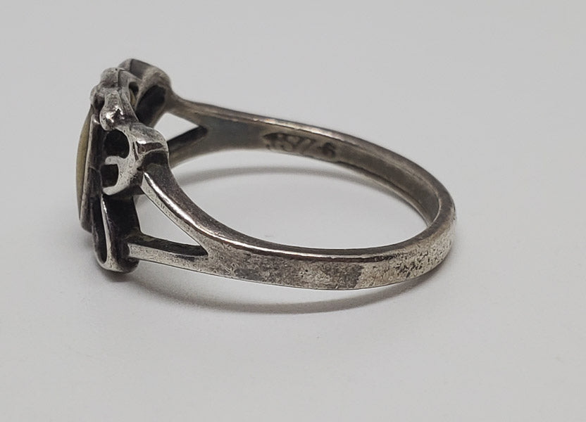 Stone Butterfly Sterling Silver Ring Sz 6