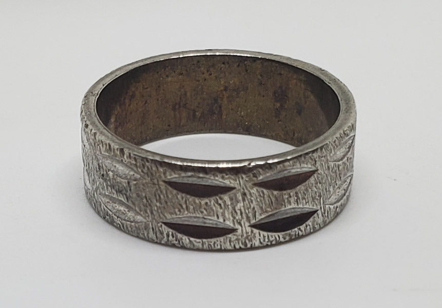 Vintage Diamond Etched Sterling Silver Band Ring sz 6