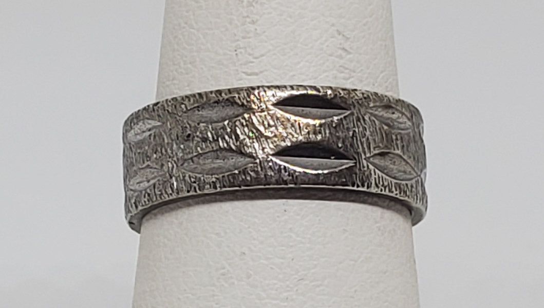 Vintage Diamond Etched Sterling Silver Band Ring sz 6