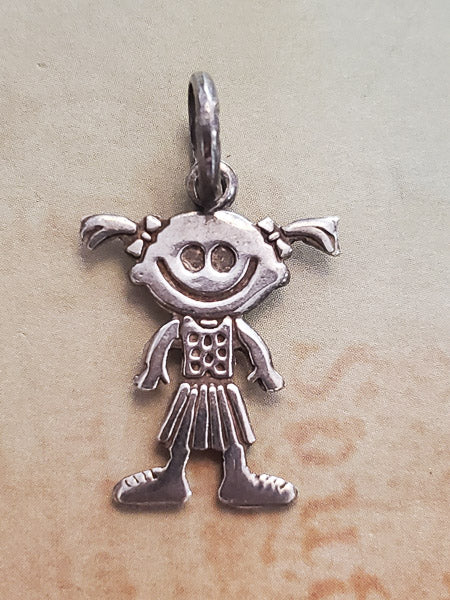950 Silver Child in Pigtails Pendant