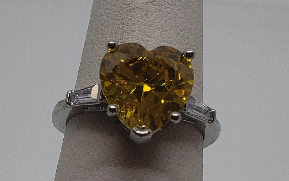 Yellow Heart Sterling Silver Adjustable Ring