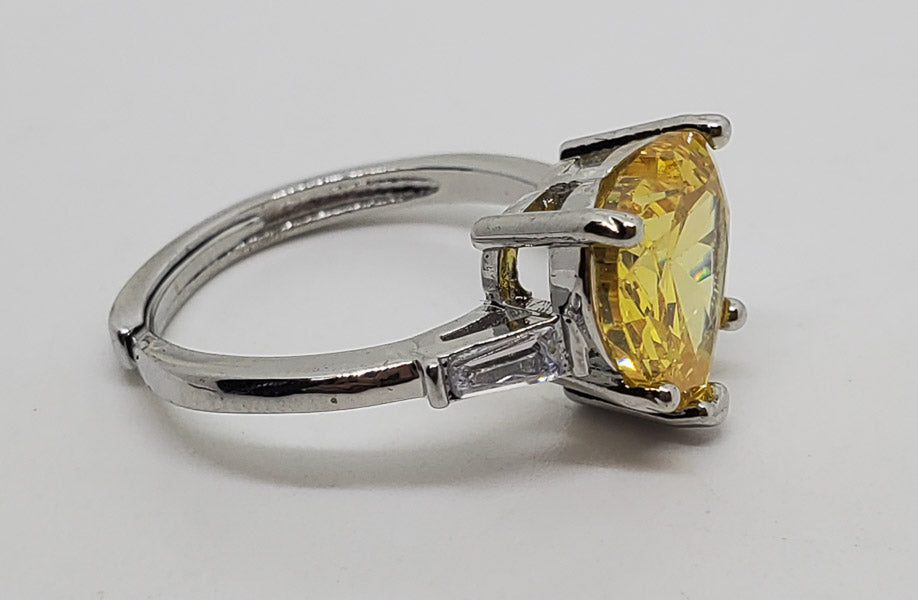 Yellow Heart Sterling Silver Adjustable Ring
