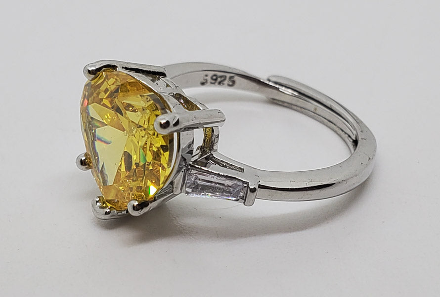 Yellow Heart Sterling Silver Adjustable Ring