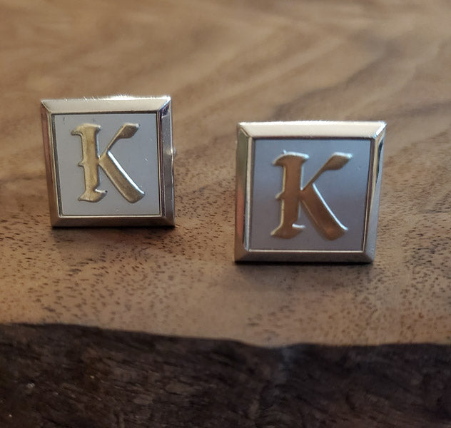 Letter K Swank Vintage Cufflinks