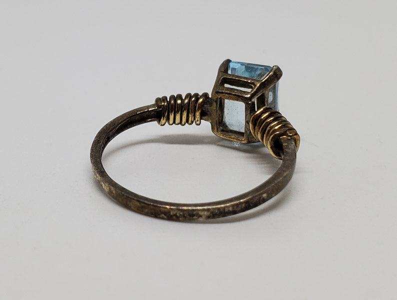 Emerald Cut Topaz Sterling Silver Ring sz 6
