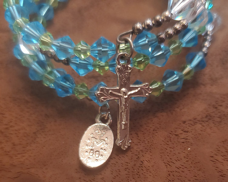 Religious Crystal Beaded Wrap Bracelet