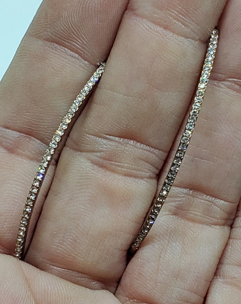 Rhinestone Rose Gold Tone Hook Earrings