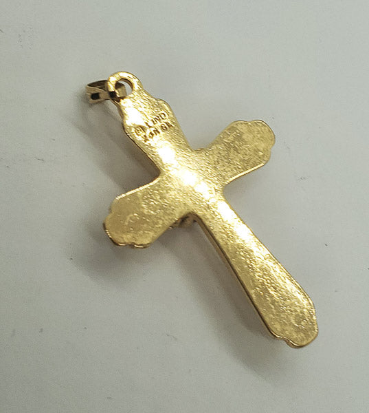 Vintage Diamond and Amethyst 24k GE Cross Pendant