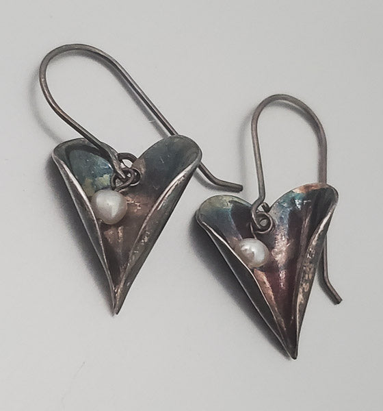 2366-Sterling & Pearl Dangle Earrings