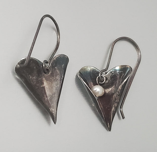 2366-Sterling & Pearl Dangle Earrings