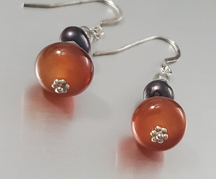 2902-Sterling Silver Stone Dangle Earrings