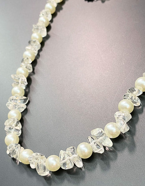 5612-Faux Pearl & Quartz Necklace