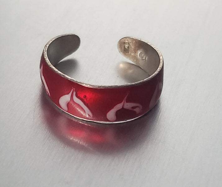2904-Sterling Silver Enamel Adj Ring