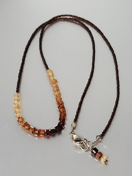 3724-Earth Tone Art Glass Sterling Silver Necklace