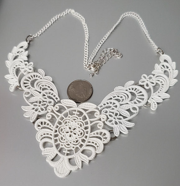 5104-White Panel Bib Necklace