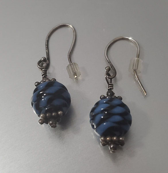 1215-Art Glass Sterling Drop Earrings