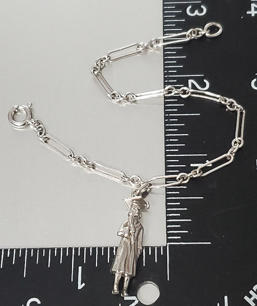 3670-Vintage Sterling Silver Charm Bracelet