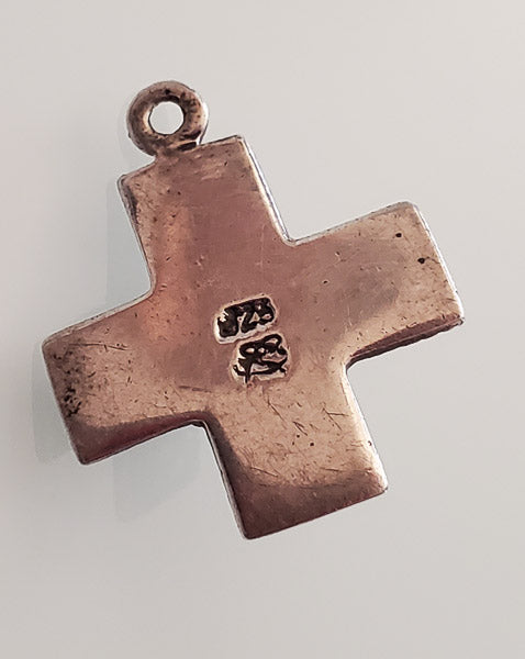 1488-Stone Cross Sterling Pendant or Charm