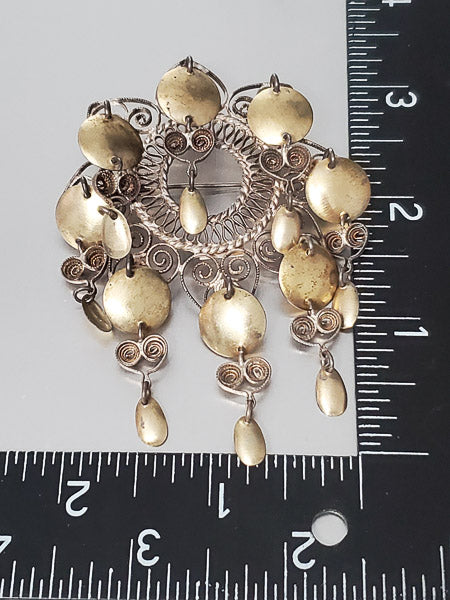 3726-Antique 830 Silver Norwegian Filigree Brooch
