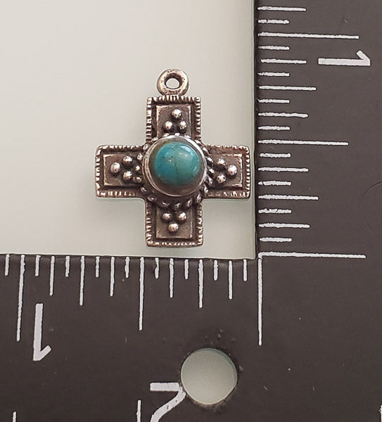 1488-Stone Cross Sterling Pendant or Charm