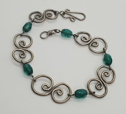 Sterling Silver and Glass Bracelet