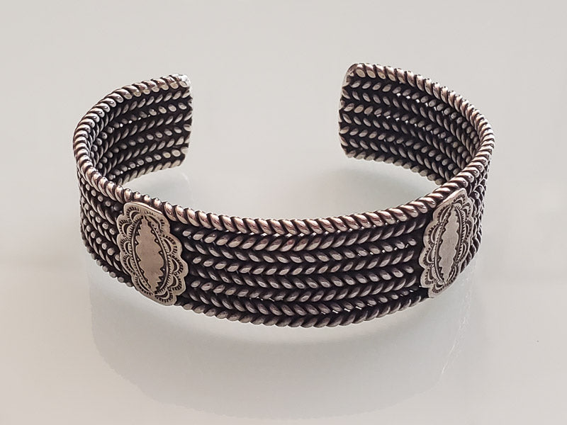 3275-Heavy Native Design Sterling Cuff Bracelet