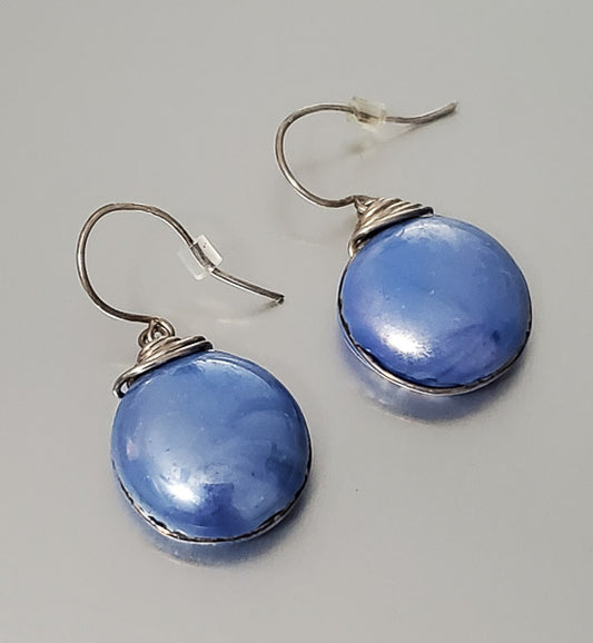3752-Sterling Wire Wrapped Glass Earrings