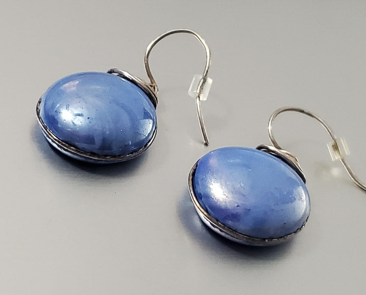 3752-Sterling Wire Wrapped Glass Earrings