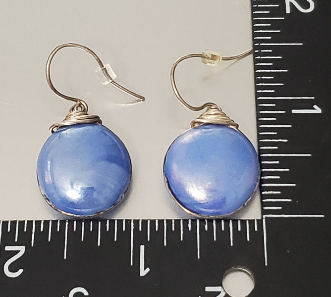 3752-Sterling Wire Wrapped Glass Earrings
