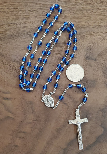 Sterling Silver Blue Crystal Rosary