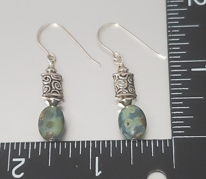 1231-Sterling Silver Stone Dangle Earrings
