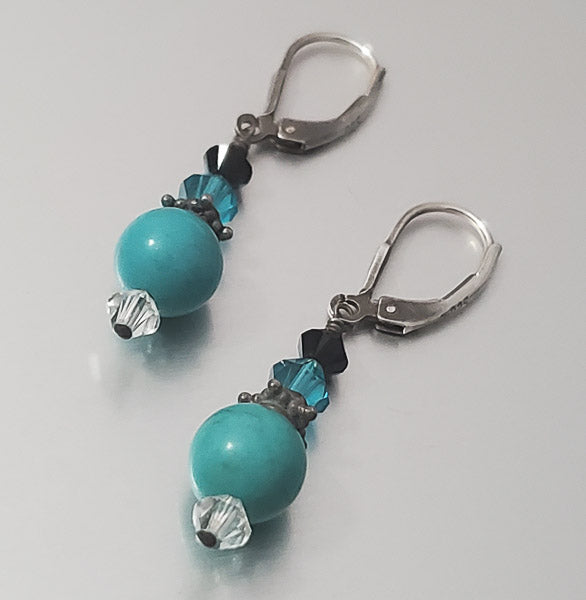 116-Stone Sterling Silver Dangle Earrings