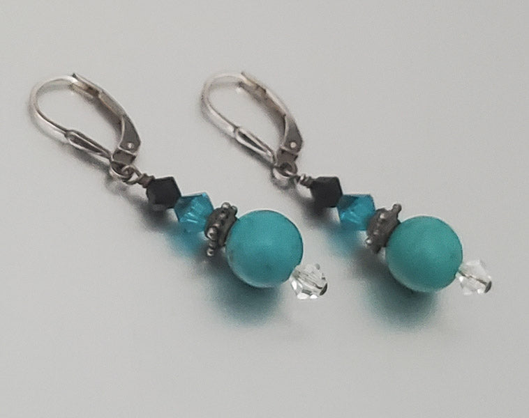 116-Stone Sterling Silver Dangle Earrings