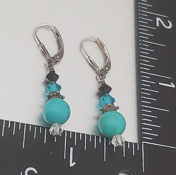 116-Stone Sterling Silver Dangle Earrings