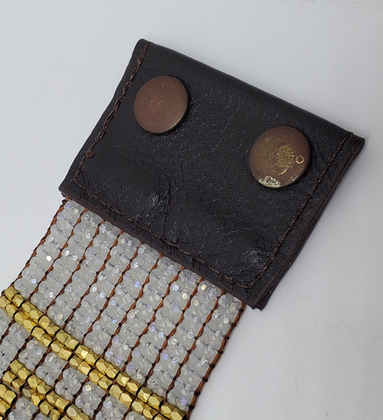 3302-Glass Beaded Leather Bracelet